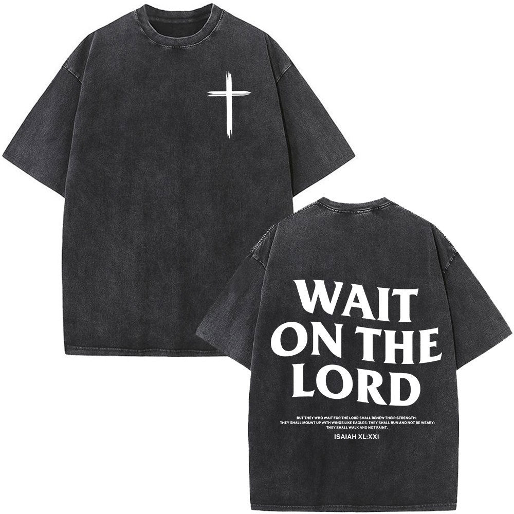 Fashionable Retro Cross Washed Short-Sleeve