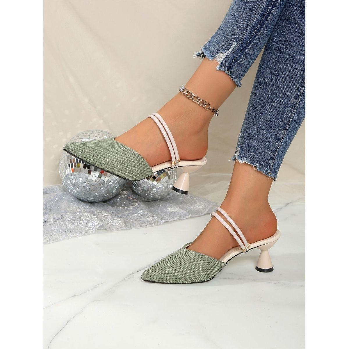 Women's Fashion Pointed-Toe High-Heel Half Sandals