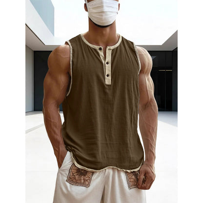 Men's Cotton-Linen Sleeveless Fitness Casual Trendy Tank Top