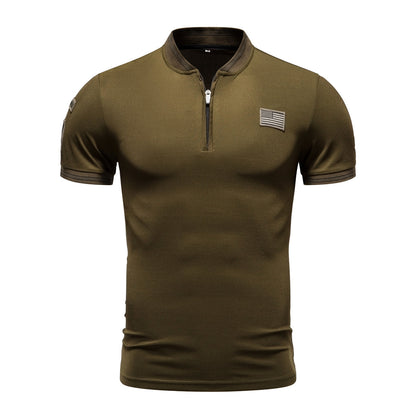 Casual Stand-Up Collar T-Shirt Men's Polo Shirt