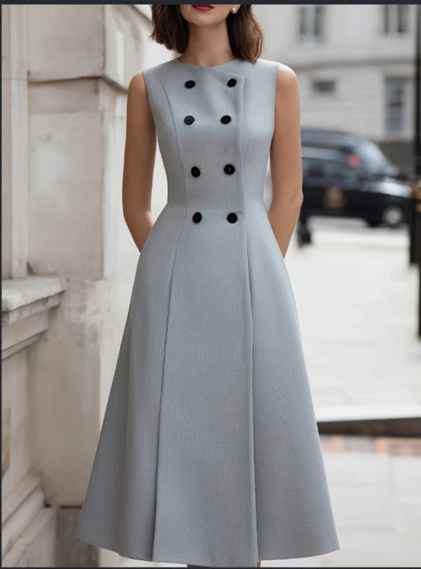 2026 New Yaxu Double Breasted Waist Cinched Commuting Dress