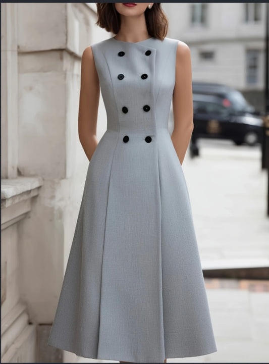 2026 New Yaxu Double Breasted Waist Cinched Commuting Dress