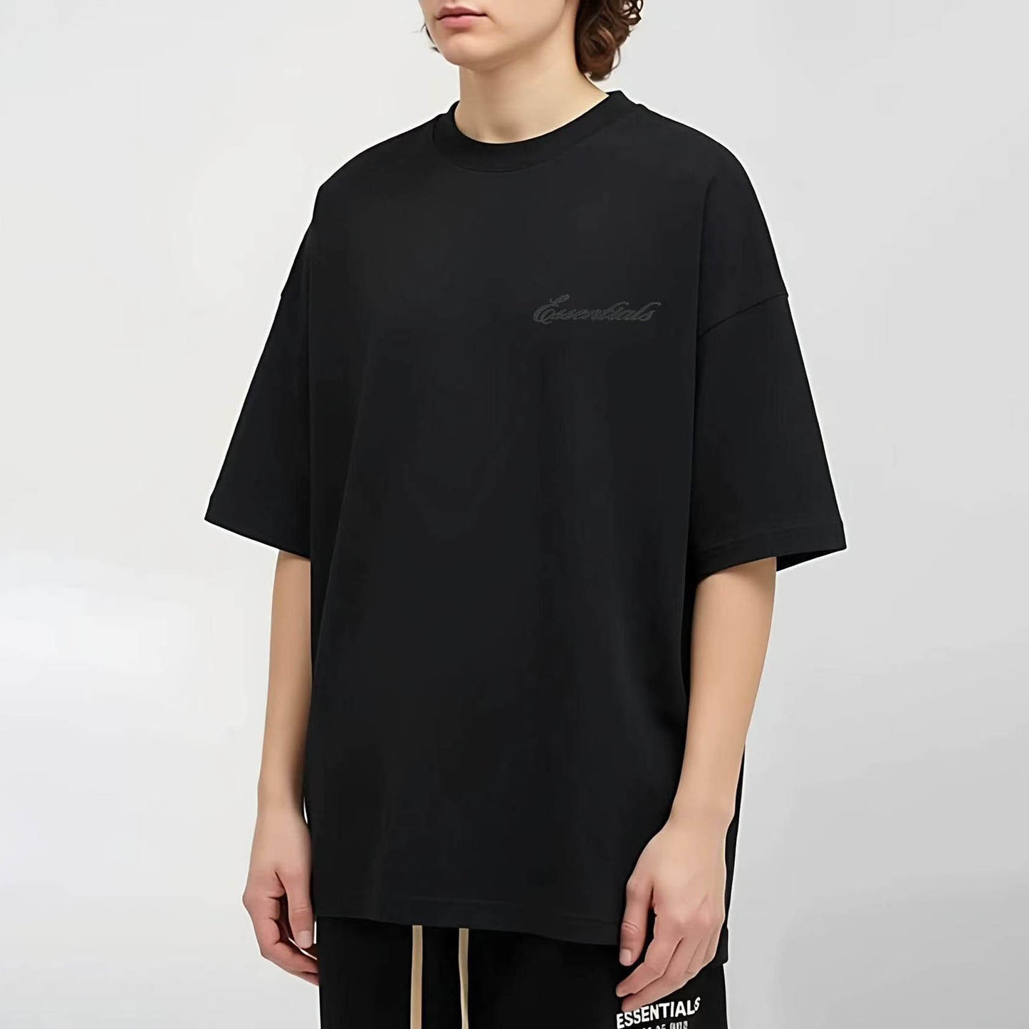Double-lined Lettering High-street Pure Cotton Unisex Short-sleeve T-shirt
