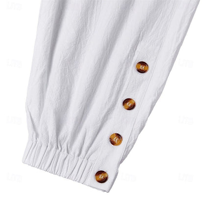 Casual Loose-fit Men's Linen Shorts With Buttoned Cuffs