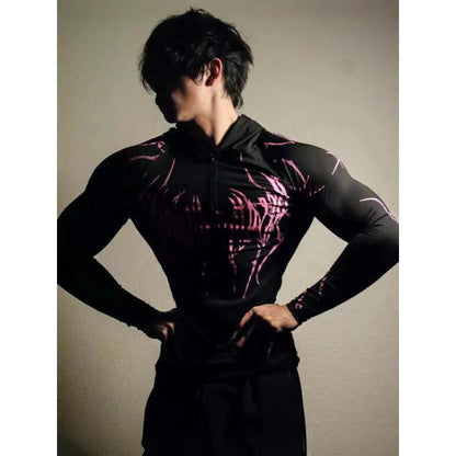 Fitness Half-Zip Quick-Dry Stretchy Hooded Long-Sleeve Sports Top