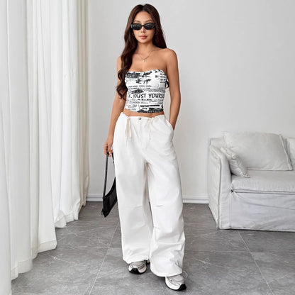Chest-flattering Waist-defining Womens Digital-print Tube Top Vest