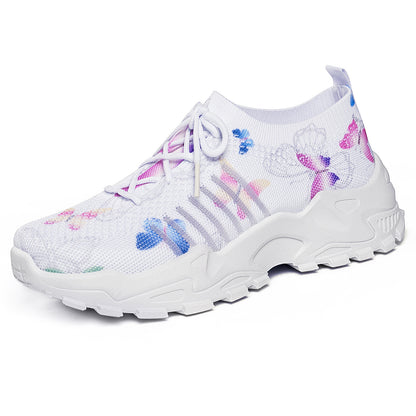 Casual Shoes With Butterfly Pattern Flyknit Single-layer Shoes