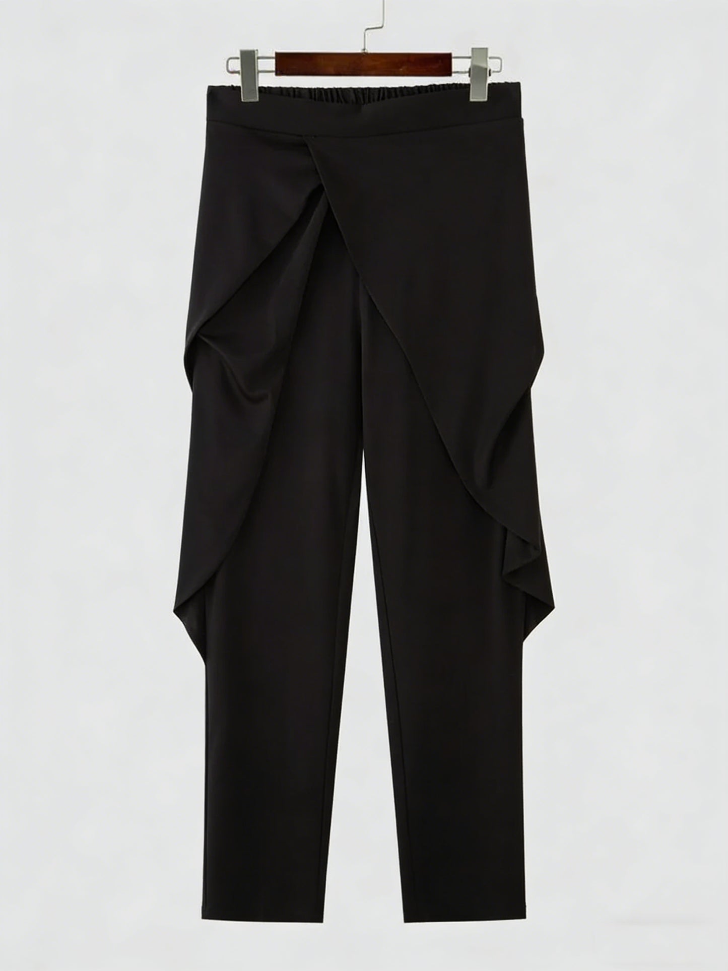Black Cross Pleated High Waist Harem Pants