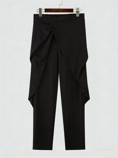 Black Cross Pleated High Waist Harem Pants