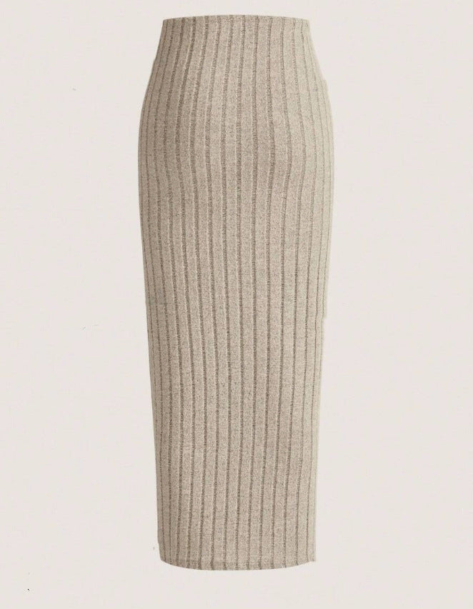New Style Outerwear Casual Fashionable Versatile Midi Skirt In Light Gray