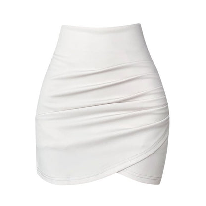Womens Pleated Wrap Asymmetrical High-Waist Casual Shorts