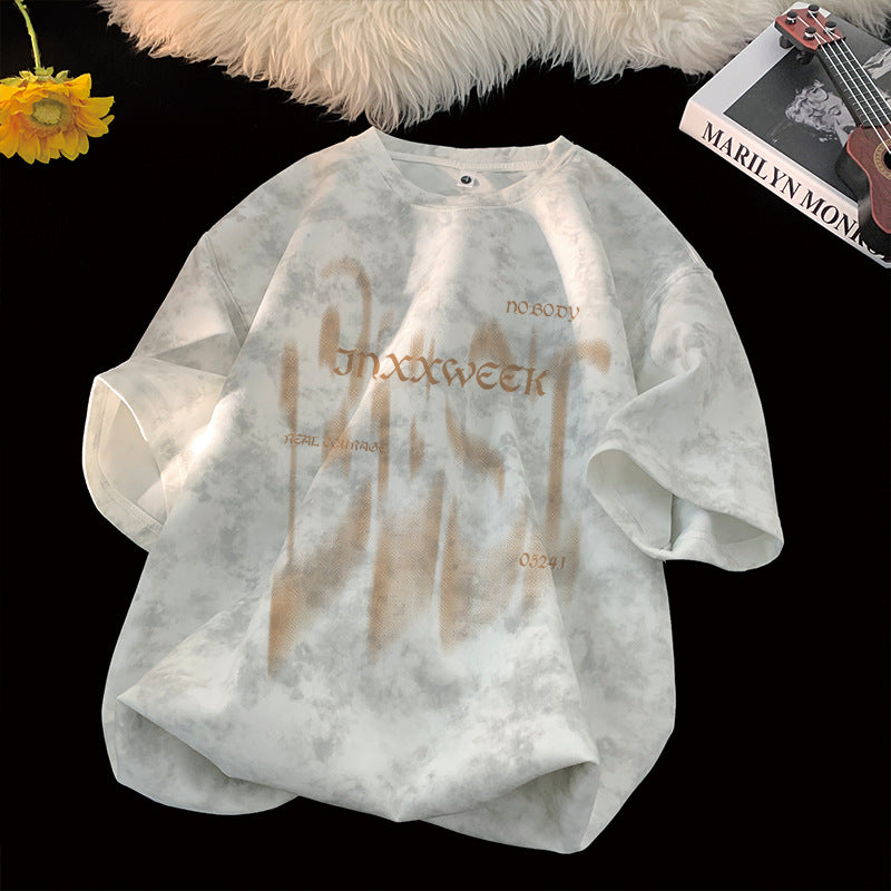 Short-sleeve Washed-and-distressed T-shirtbase Layer