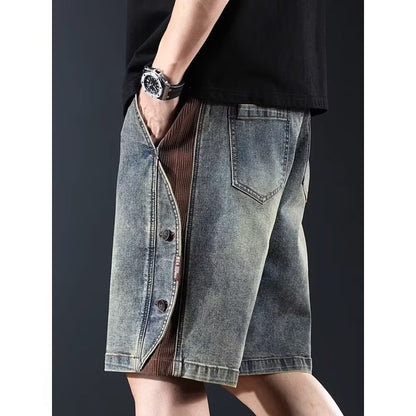 Washed Five-point Pants Casual Patchwork-style Versatile Trousers