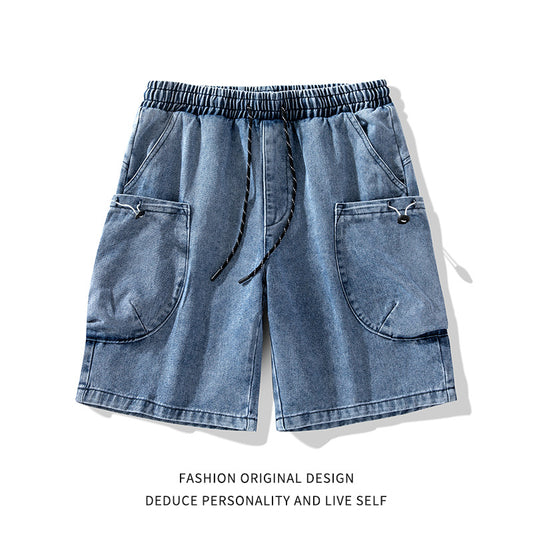 Hong Kong-style Streetwear European American Large-pocket Cargo Shorts
