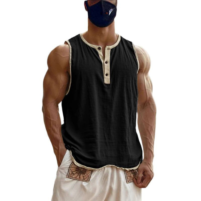 Men's Cotton-Linen Sleeveless Fitness Casual Trendy Tank Top