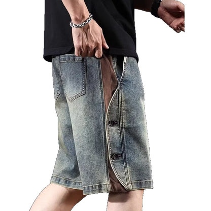 Washed Five-point Pants Casual Patchwork-style Versatile Trousers