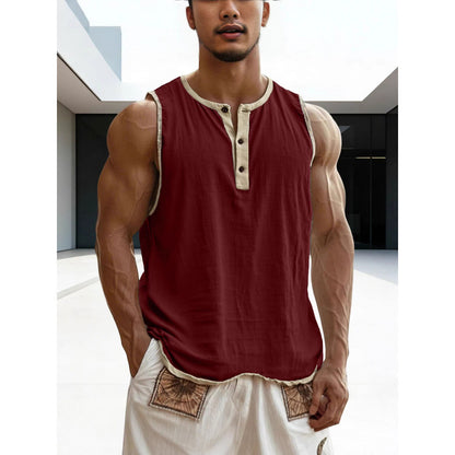 Men's Cotton-Linen Sleeveless Fitness Casual Trendy Tank Top