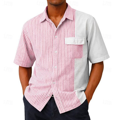 Lightweight Breathable Striped Short-Sleeve Shirt For Men