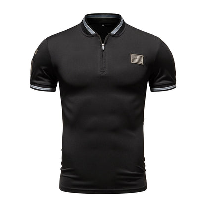 Casual Stand-Up Collar T-Shirt Men's Polo Shirt