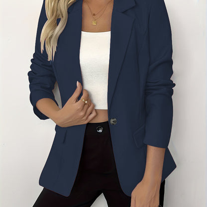 New European And American Womens Clothing Long-sleeve Solid-color Single-button Jacket