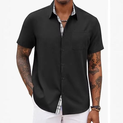 Loose-fitting Solid-color Linen Shirt For Men