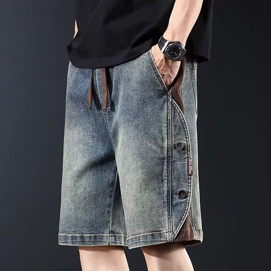 Washed Five-point Pants Casual Patchwork-style Versatile Trousers