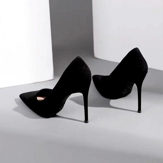 Black Stiletto-heeled Pointed-toe In Suede Professional Footwear
