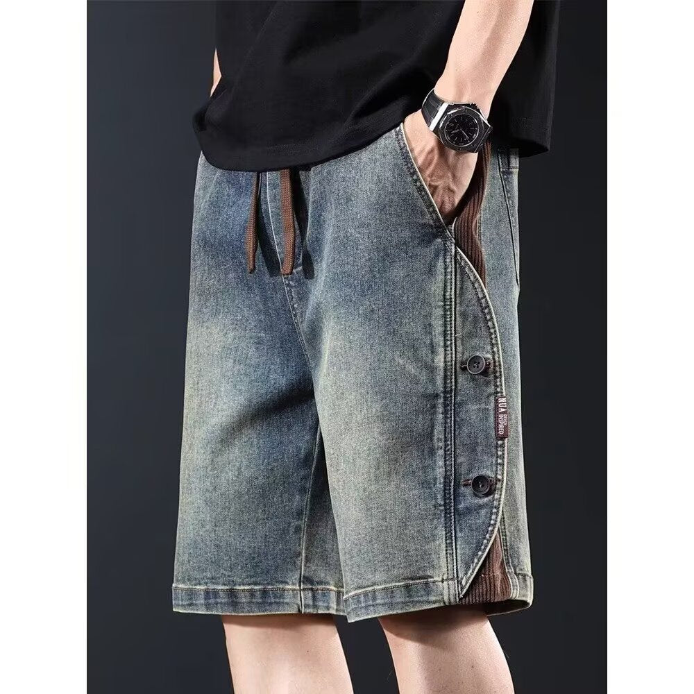 Washed Five-point Pants Casual Patchwork-style Versatile Trousers