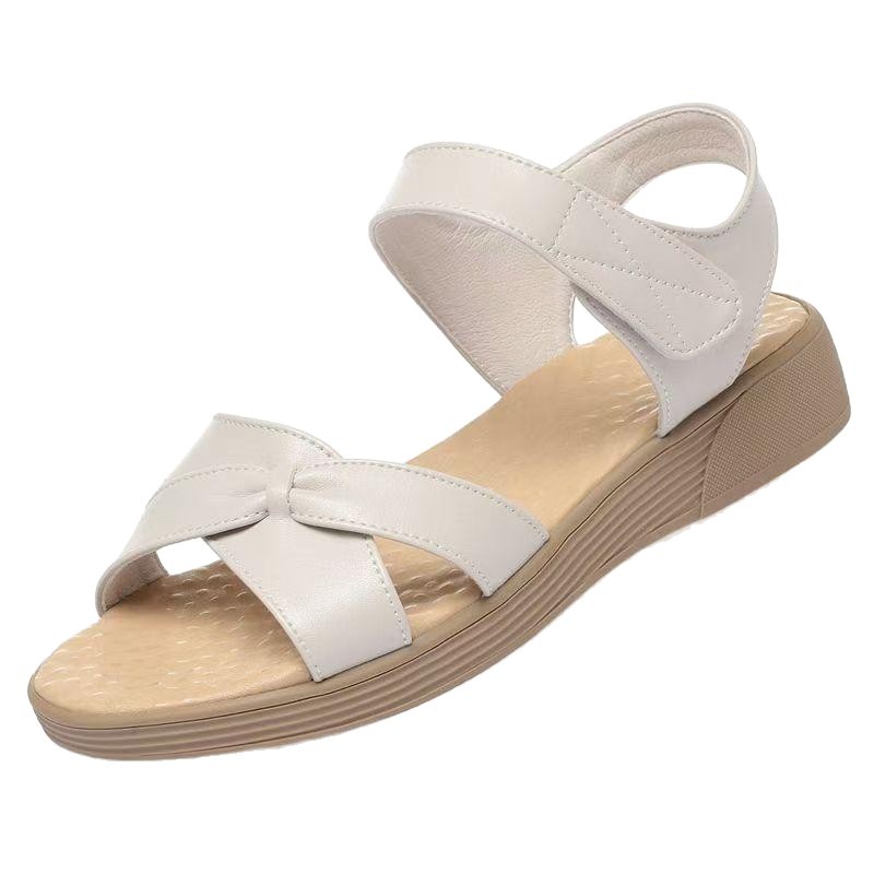 Retro Ethnic-style Velcro Fish-mouth Roman Wedge Sandals