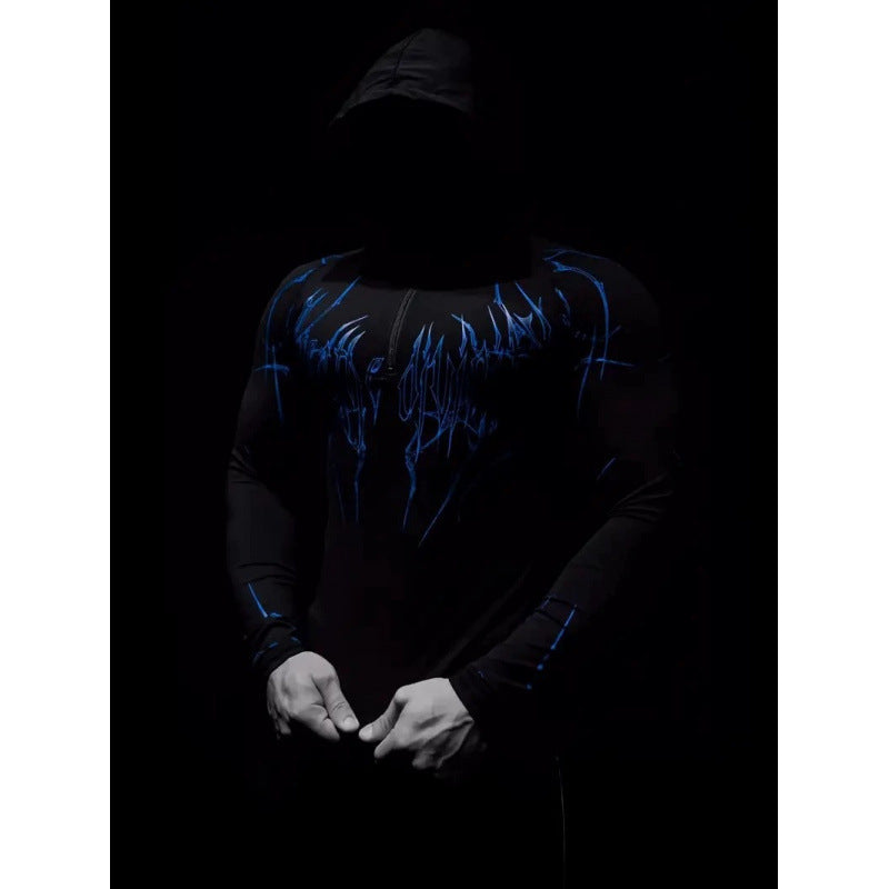 Fitness Half-Zip Quick-Dry Stretchy Hooded Long-Sleeve Sports Top