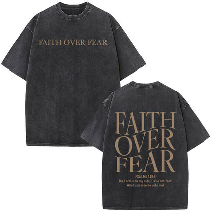 Fashionable Retro Cross Washed Short-Sleeve