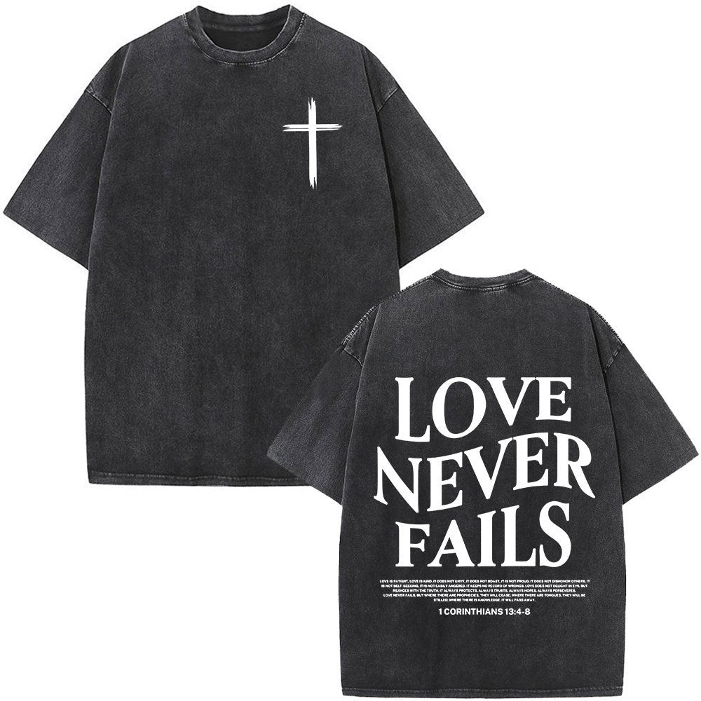 Fashionable Retro Cross Washed Short-Sleeve