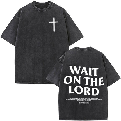 Fashionable Retro Cross Washed Short-Sleeve